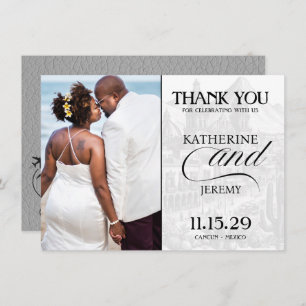 Grey Mexico Passport Thank You Card