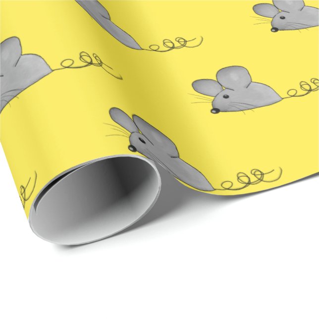 grey mice on yellow wrapping paper (Roll Corner)