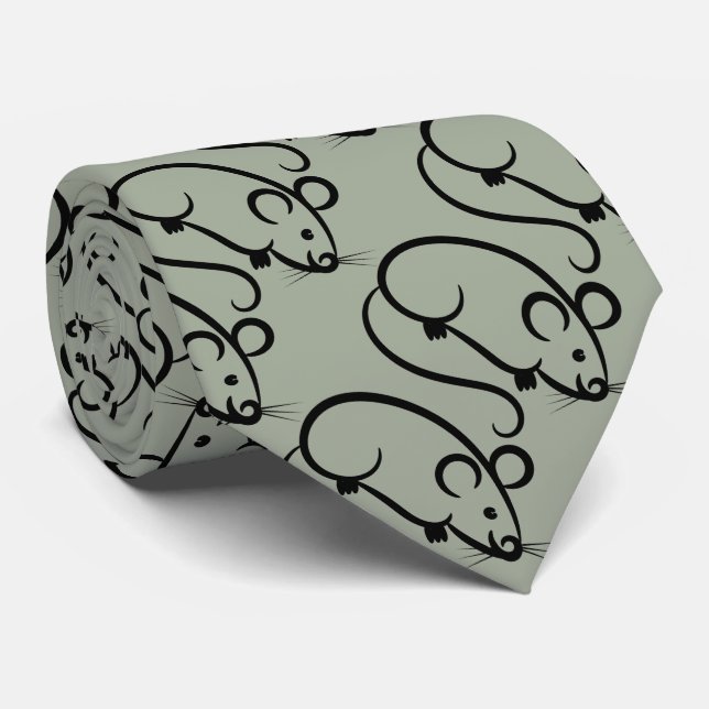 Grey mice tie (Rolled)