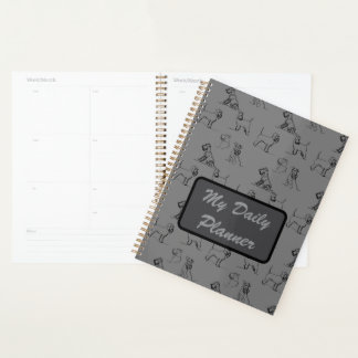Grey Miniature Schnauzer Line Art 1 Planner