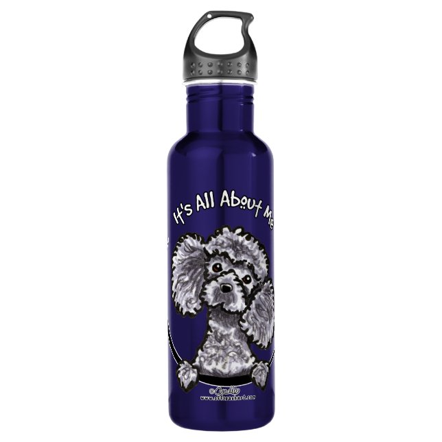 Grey Miniature Toy Poodle IAAM 710 Ml Water Bottle (Front)