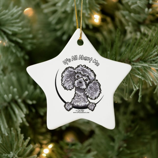 Grey Miniature Toy Poodle IAAM Ceramic Tree Decoration (Tree)
