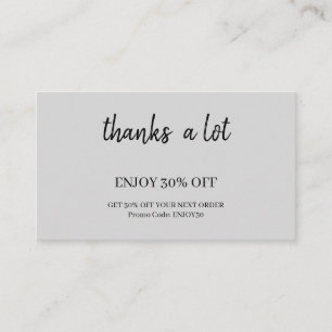 Grey Minimal Thank You Discount Rewards Card
