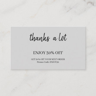 Grey Minimal Thank You Discount Rewards Card
