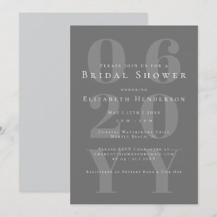 Grey Minimalist Bold Type Bridal Shower Invitation