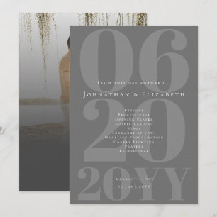 Grey Minimalist Bold Type Photo Wedding Program
