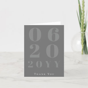 Grey Minimalist Bold Type Photo Wedding Thank You Card