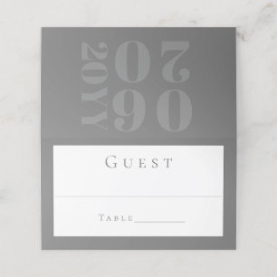 Grey Minimalist Bold Type Wedding Place Card