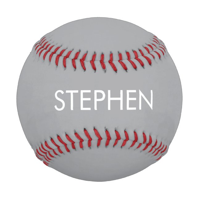 Grey minimalist custom name  baseball (Front)