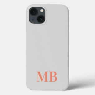 Grey Minimalist Modern Initial Monogram iPhone 13 Case