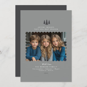 Grey Minimalist Modern Photo Christmas Card
