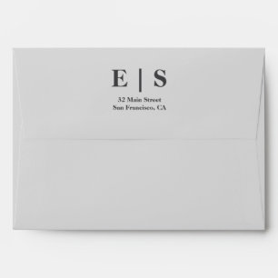 Grey Minimalist Monogram Couple Photo Wedding  Envelope