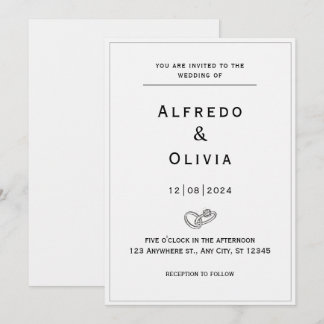 Grey Minimalist Wedding Invitation