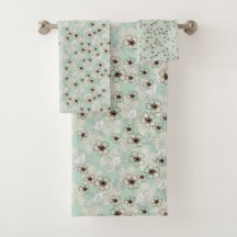 Grey, mint and soft brown floral