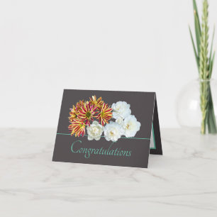 Grey Mint Bouquet Rose & Daisies Congratulations Card
