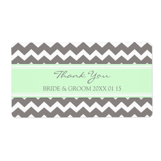 Grey Mint Chevron Wedding Labels (Front)