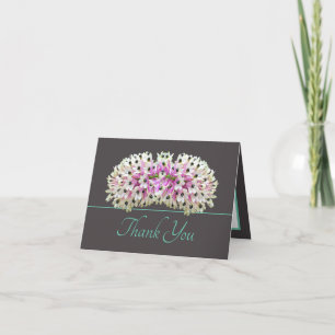Grey Mint Exotic White Orchid Bouquet Thank You Card