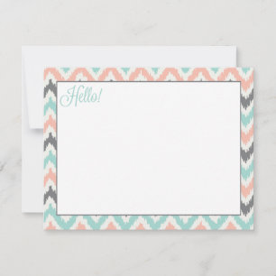 Grey Mint Peach Zigzag Tribal Ikat Pattern