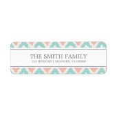 Grey Mint Peach Zigzag Tribal Pattern Return Address Label (Front)