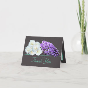 Grey Mint Rose Wisteria Flower Bouquet Thank You Card