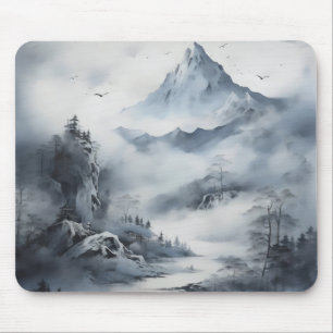 Grey Mist Mountains Mouse Pad