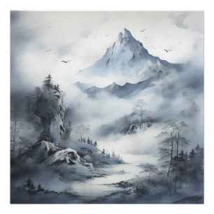 Grey Mist Mountains Photo Print