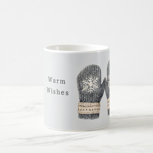 Grey Mittens Warm Wishes Coffee Mug (Center)