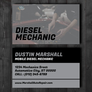 Grey Mobile Diesel Mechanic Business Card