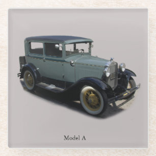 Grey Model A glass coaster
