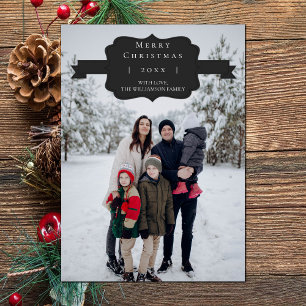 Grey Modern and Simple Christmas Photo Card