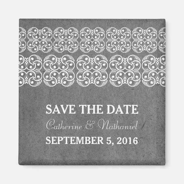 Grey Modern Bohemian Save the Date Magnet (Front)