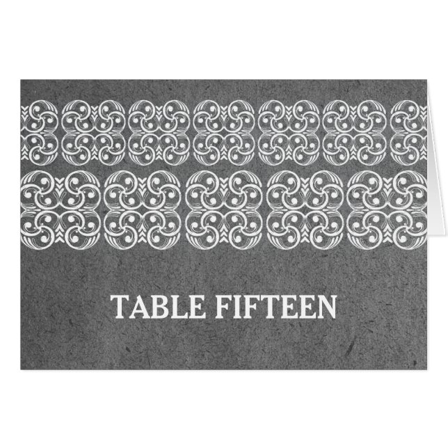 Grey Modern Bohemian Table Number Card (Front Horizontal)