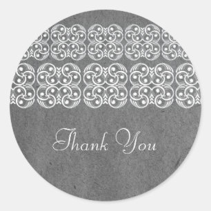 Grey Modern Bohemian Thank You Stickers