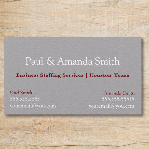 Grey Modern Business Card With 2 Names & Contact