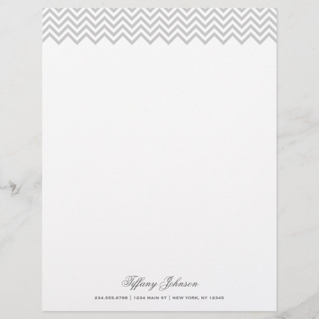 Grey Modern Chevron Border Personalised Letterhead (Front)
