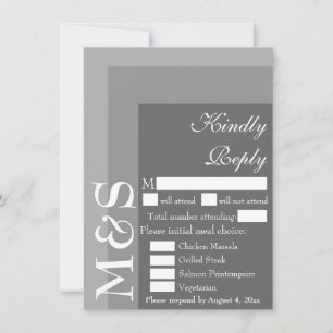 Grey Modern Chic Script Wedding RSVP Card