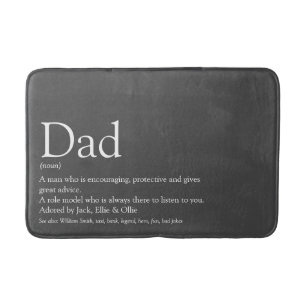 Grey Modern Cool Dad Father Daddy Definition Bath Mat