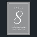Grey Modern Custom Template Wedding Table Number<br><div class="desc">A template for any number this simple, minimalist and elegant Wedding Table Number design features a contemporary design with a double frame border in crisp white on an ultimate grey background. Chic design provides timeless yet modern sophistication. Personalise wedding table design with your name, wedding date and table number in...</div>