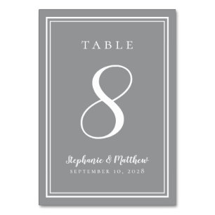 Grey Modern Custom Template Wedding Table Number