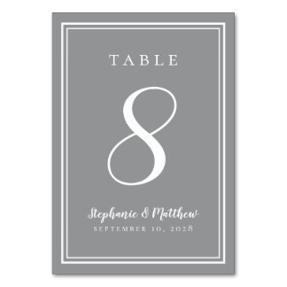 Grey Modern Custom Template Wedding Table Number
