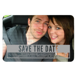 Grey Modern Cut Out Save the Date Magnet