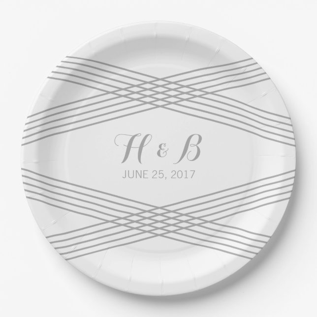 Grey Modern Deco Paper Plates (Front)