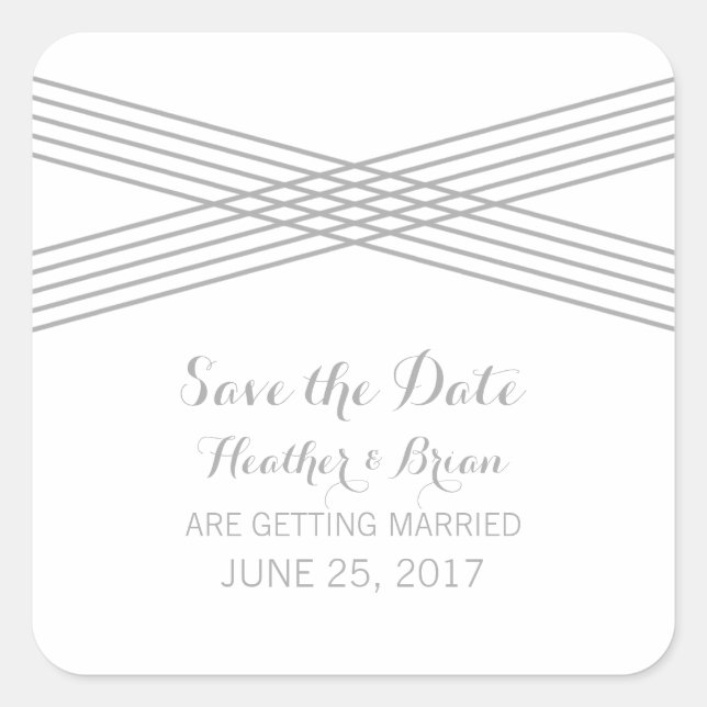 Grey Modern Deco Save the Date Stickers (Front)