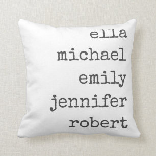 Grey Modern Farmhouse Personalised Family 5 Names Cushion