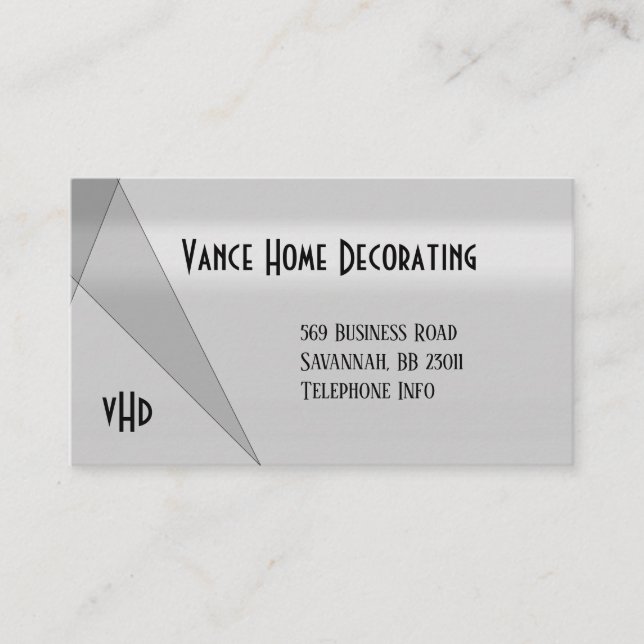 Grey Modern Geometric Design Business Card (Front)