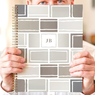 Grey Modern Geometric Monogrammed Planner