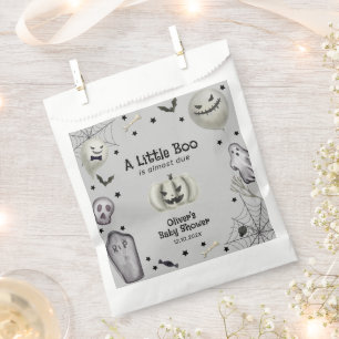 Grey Modern Little Boo Ghost Boy Baby Shower  Favour Bag