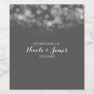 Grey Modern Minimal Lights Chic Elegant Glam Wine Label