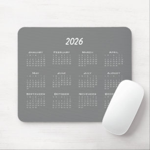 Grey modern minimalist calendar mouse pad