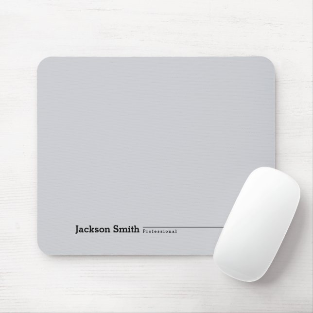 Grey modern minimalist personalised name mouse pad (With Mouse)